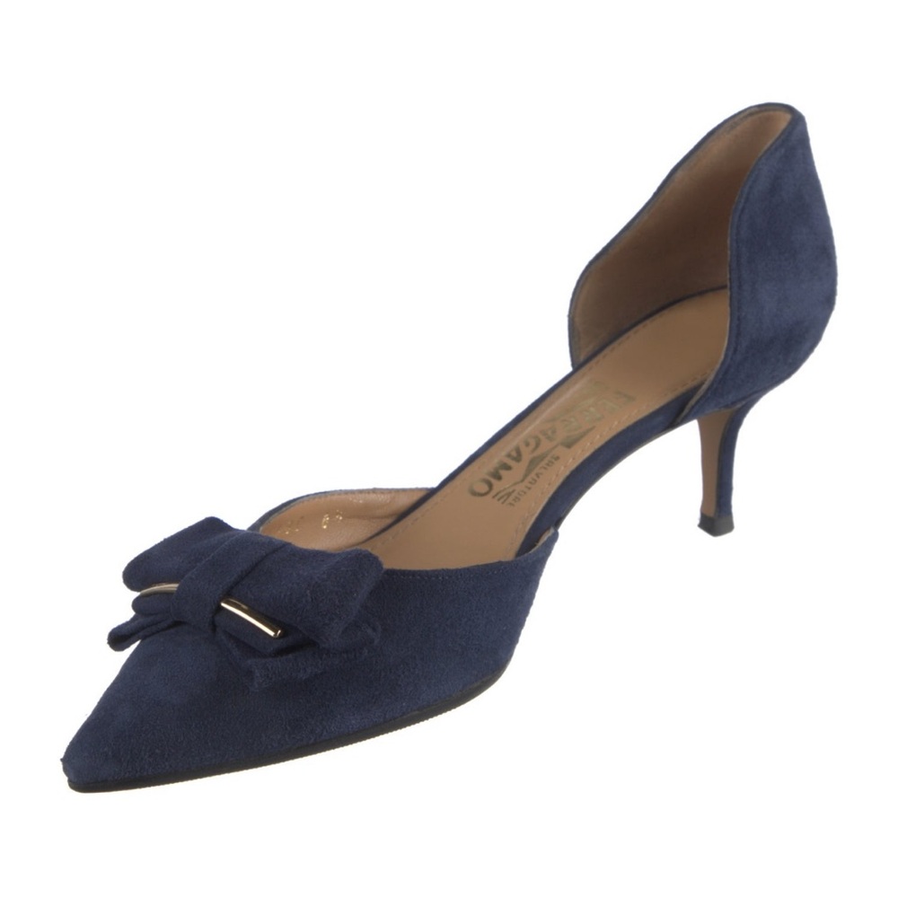 Salvatore Ferragamo Suede Bow AccentD’Orsay Heels